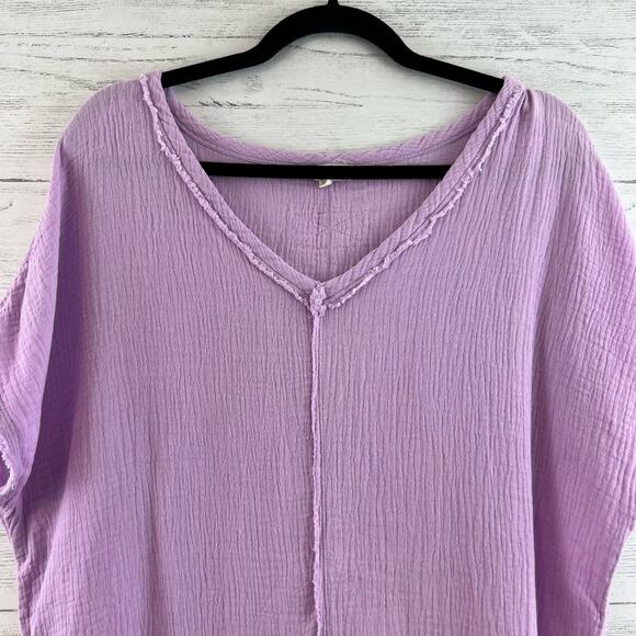 La Miel Gauzy Wide Sleeve V Neck Top Size L - Picture 3 of 7